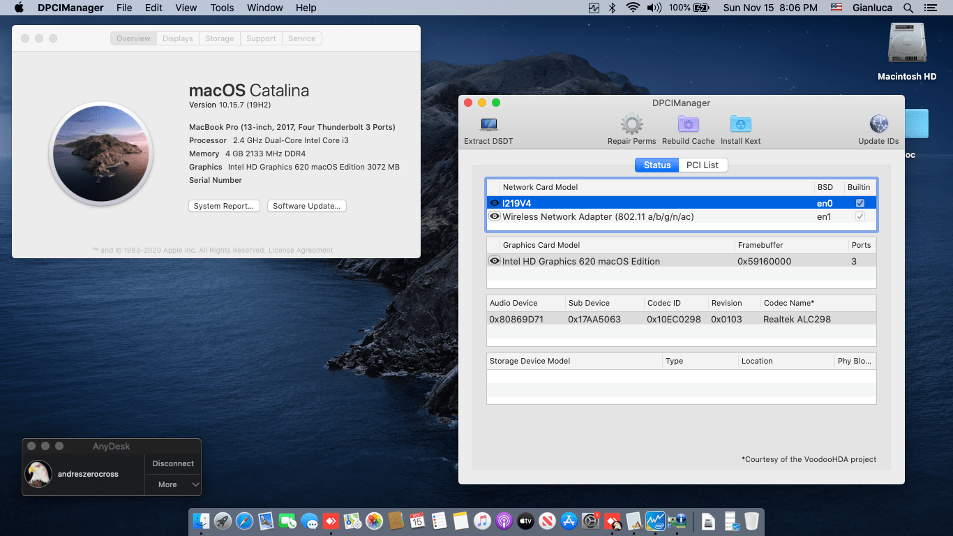 Success Hackintosh macOS Catalina 10.15.7 Build 19H2 in Lenovo Thinkpad 13 2nd Gen